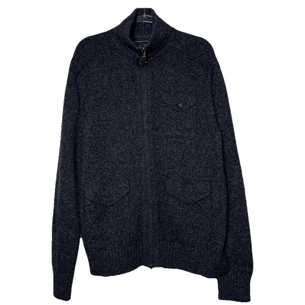 Banana Republic Dark Gray Lambswool Full Zip Buckle Turtleneck Sweater Mens L